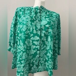 RO'S GARDEN WOMEN'S COTTON DENMARK JANET SHIRT GREEN SIZE LARGE NWT